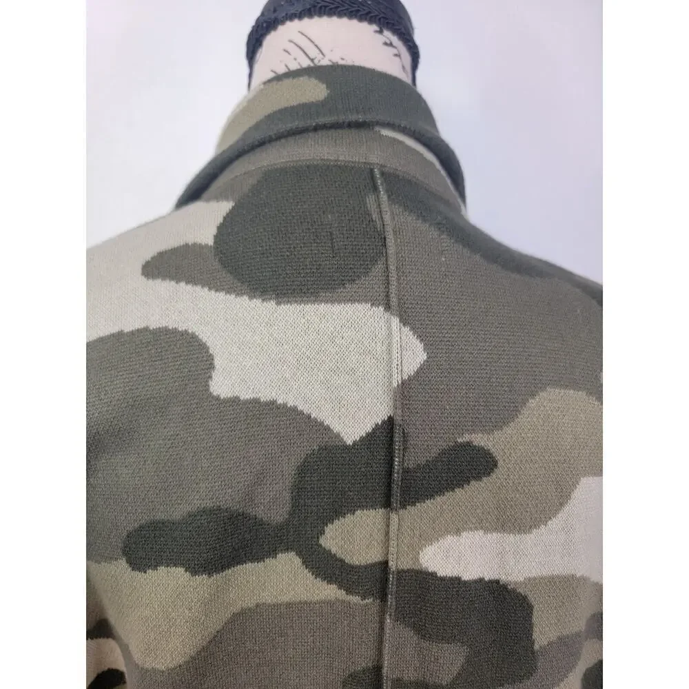 Maeve Anthropologie Kieran Camo Sweater Coat Small Green Motif Camouflage Floor_10